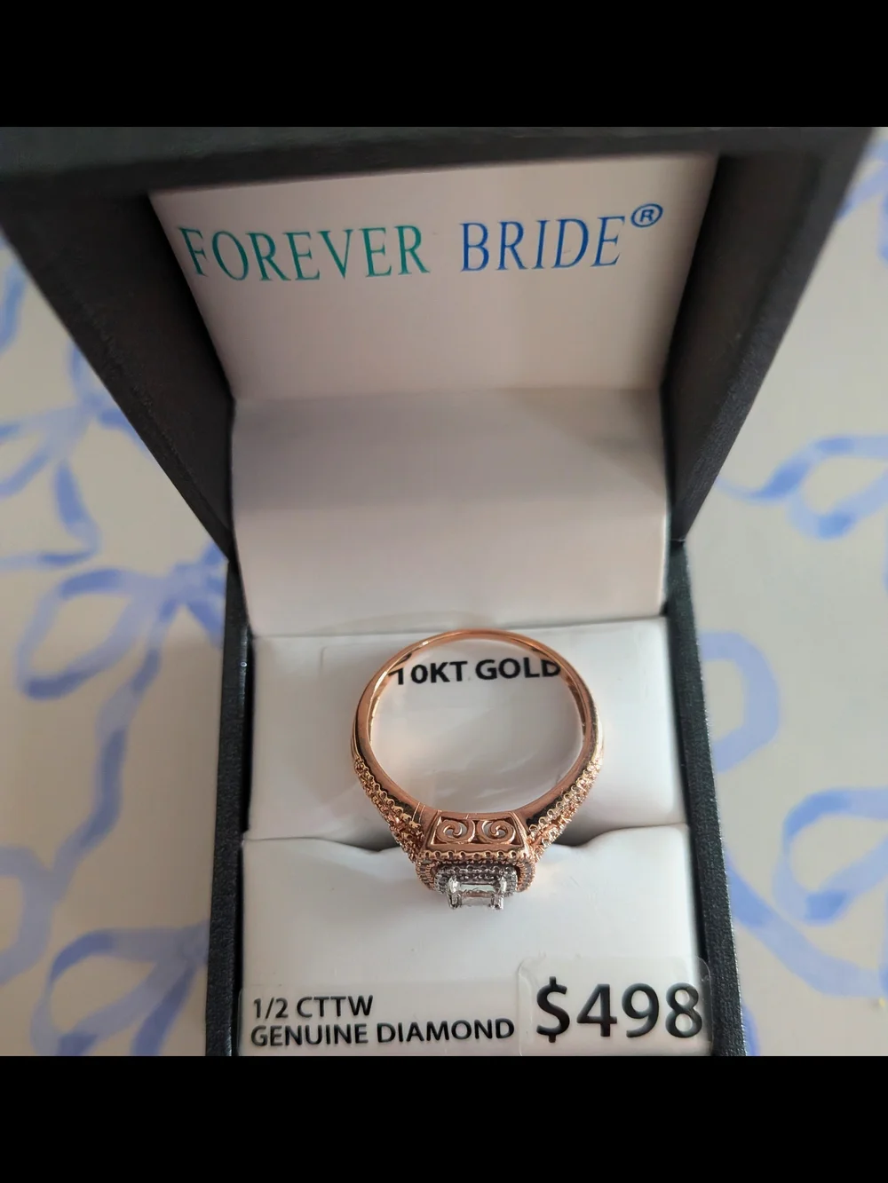 10KT Gold Rose Gold Diamond Halo Engagement Ring